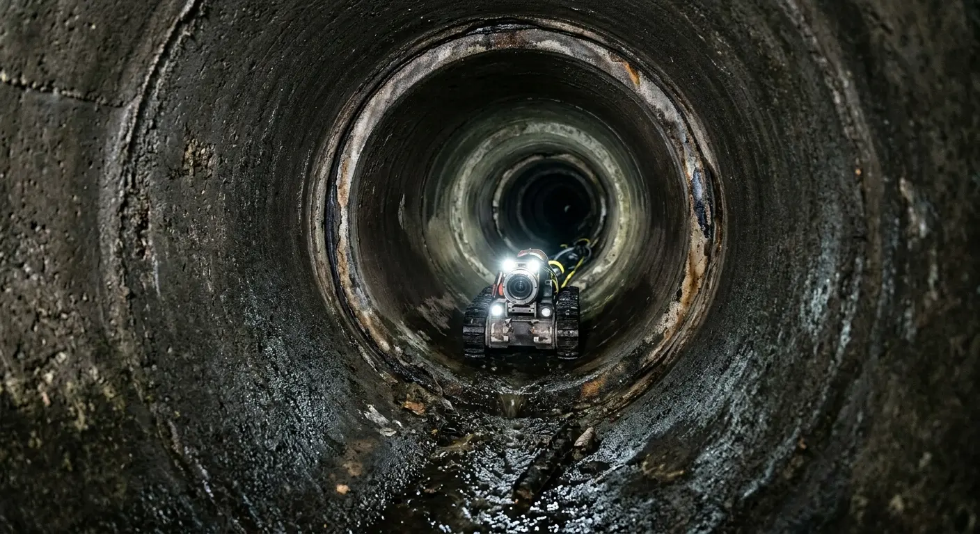Robotic sewer camera inspecting pipe interior for Sewer Line Cleaning in Rincon